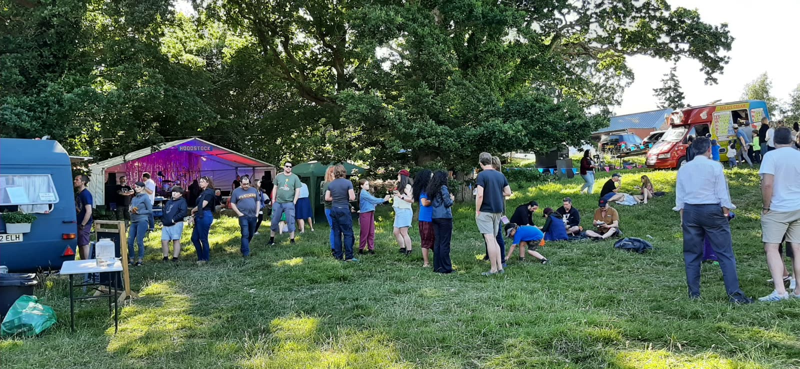 A wide view across the Hoodstock crowd and stage